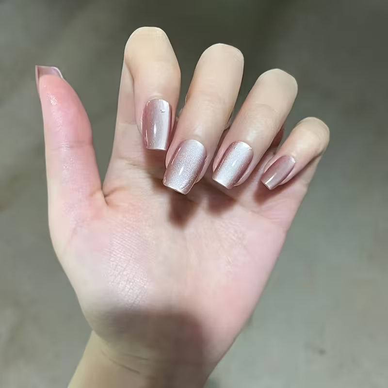 Midnight Cat-Eye Press-On Nails — close-up detail