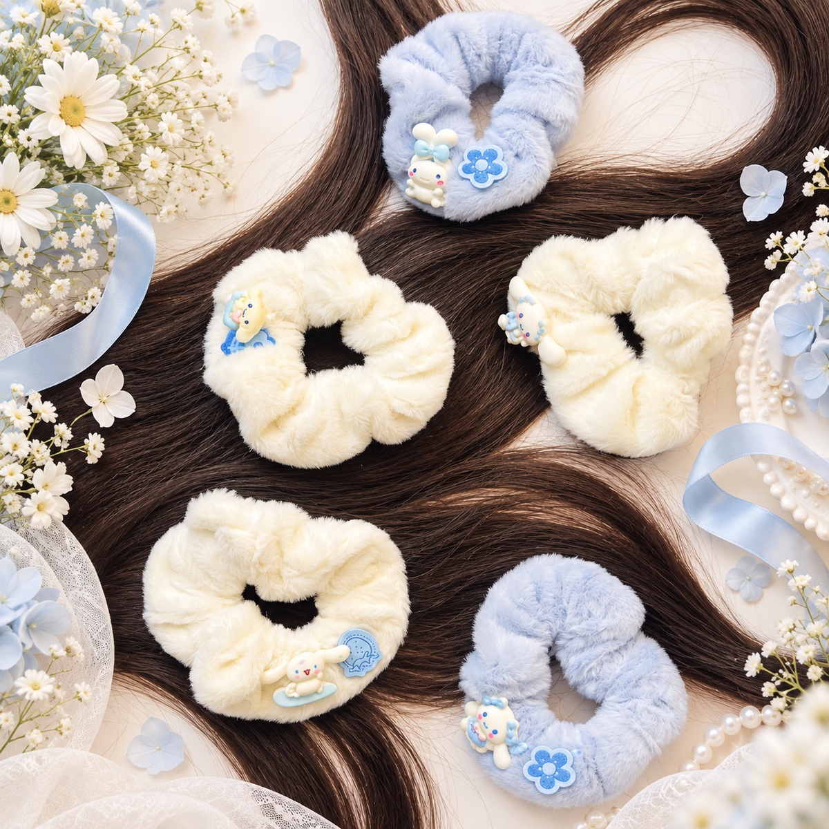 Sanrio Cinnamoroll Plush Hair Accessory Set