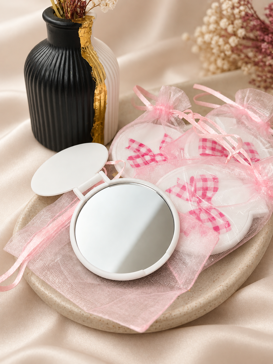 The Bow Pocket Mirror — styled product view