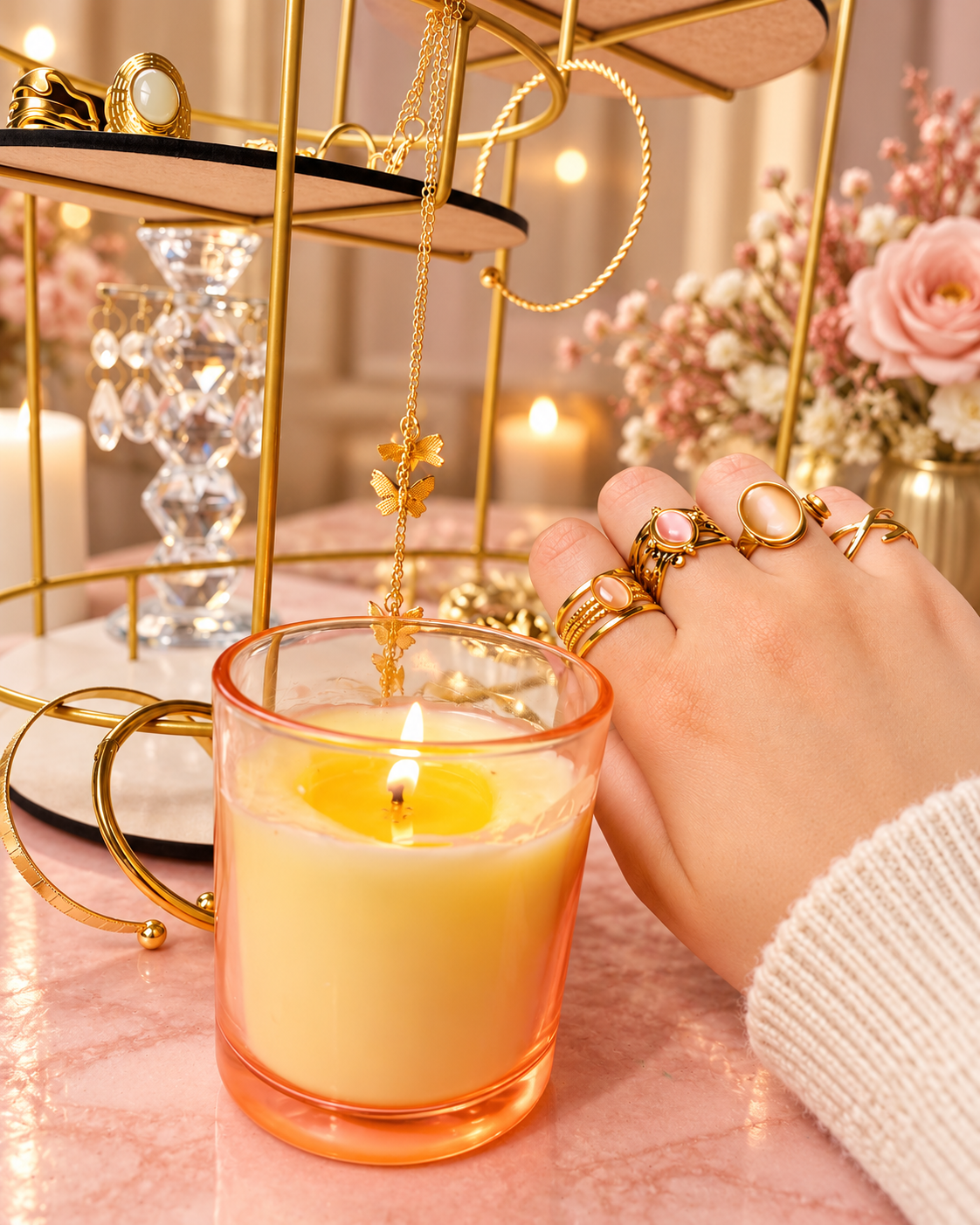 The Rosé Cat-Eye Ring Trio — additional product detail