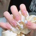 Blush French Press-Ons — close-up detail
