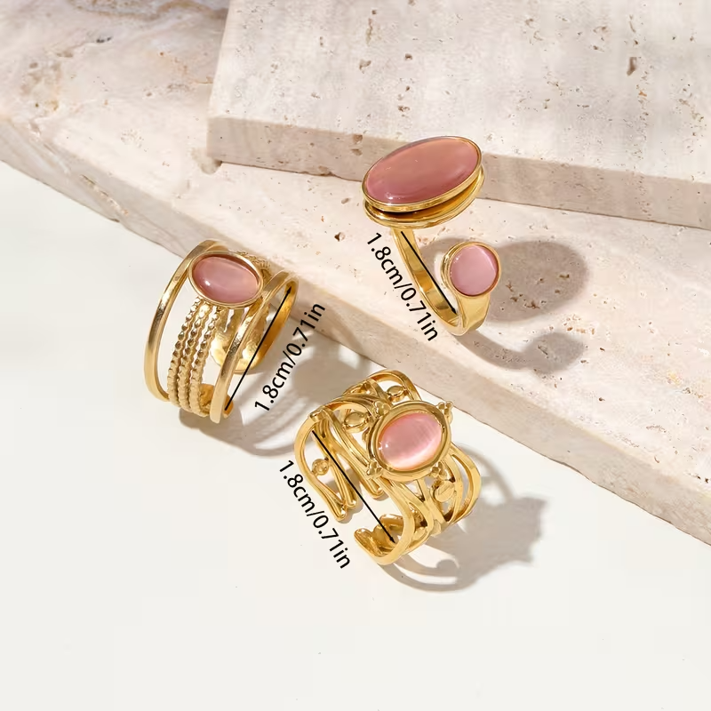 The Rosé Cat-Eye Ring Trio — additional product detail