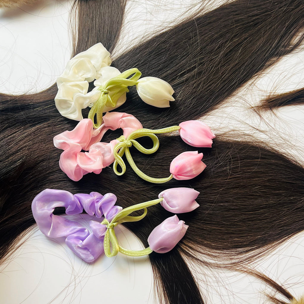 The Tulip Hair Tie Trio — full trio