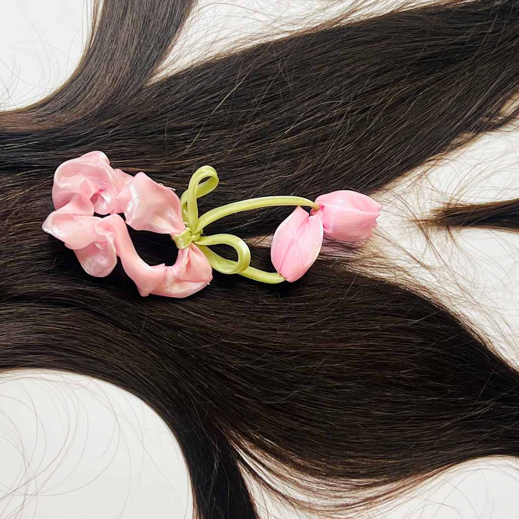 The Tulip Hair Tie Trio — pink detail