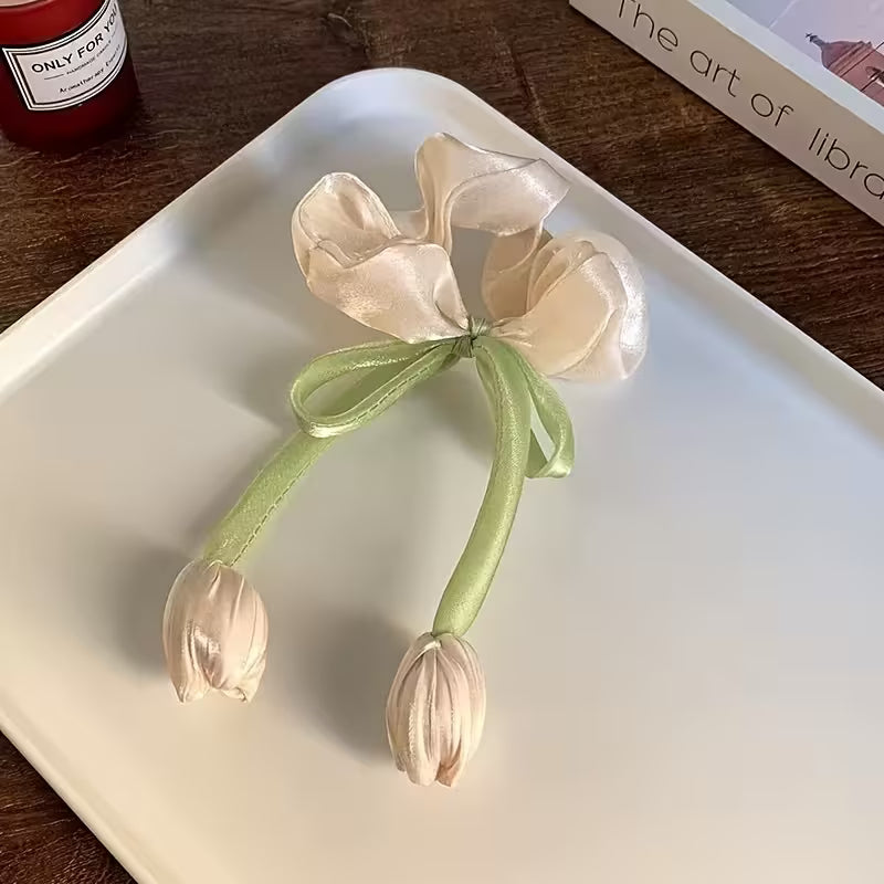 The Tulip Hair Tie Trio — close-up detail