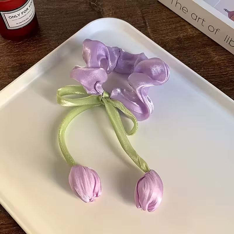 The Tulip Hair Tie Trio — styled product view