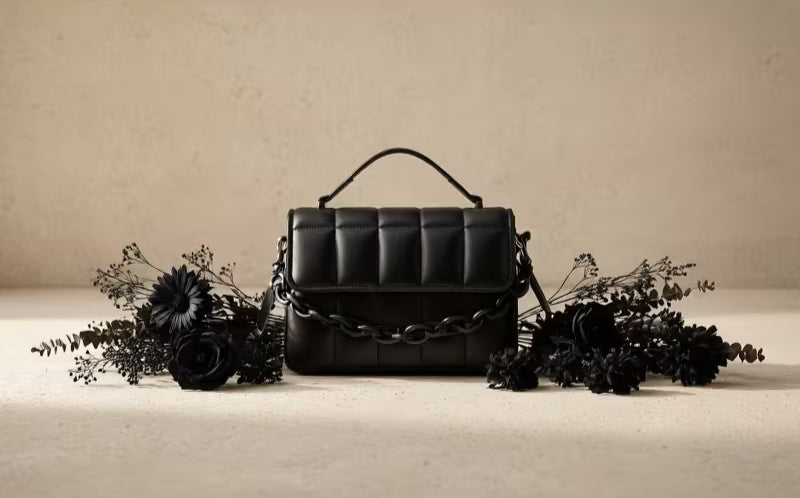 The Noir Quilted Crossbody — styled product view