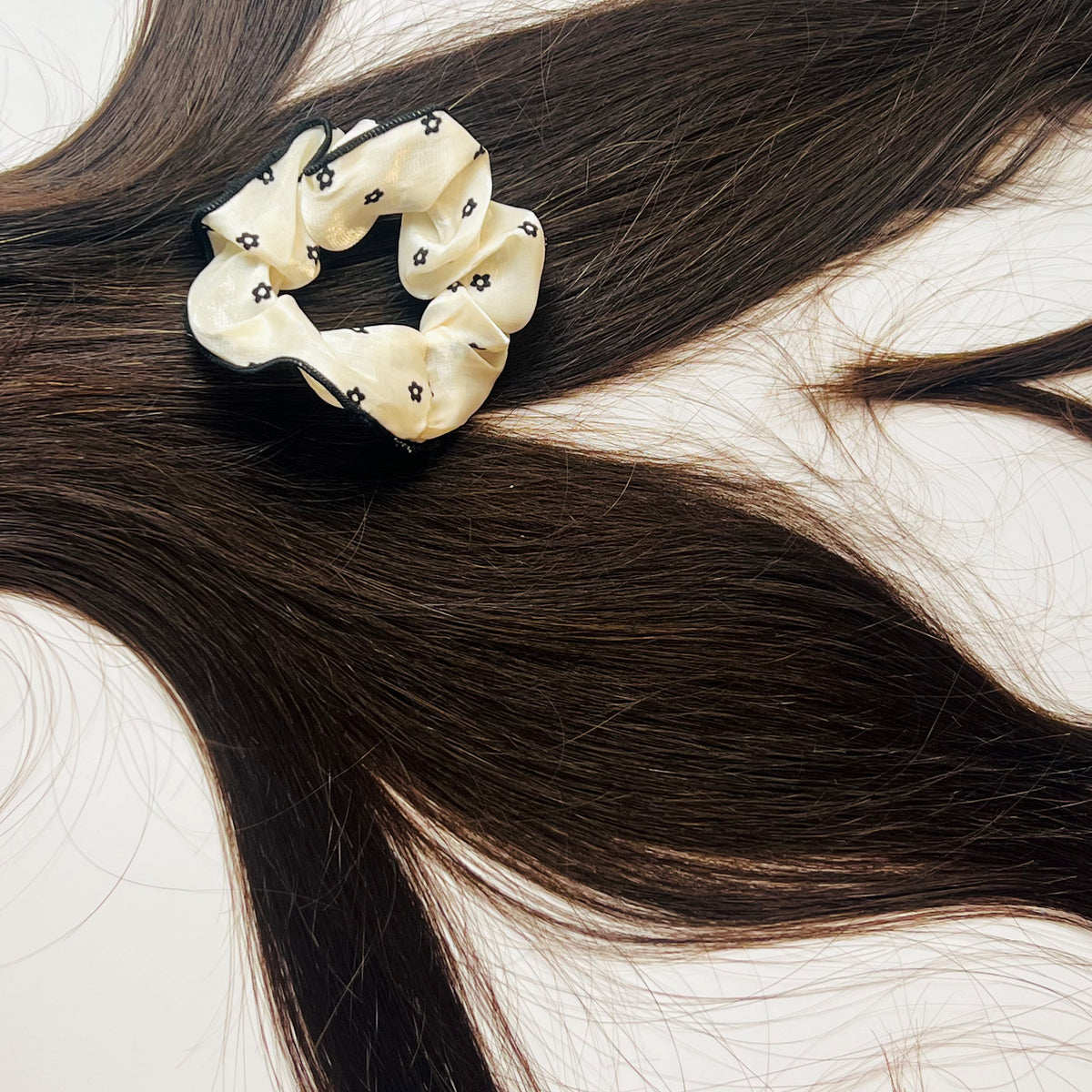 The Cloud Veil Scrunchie Set — floral detail